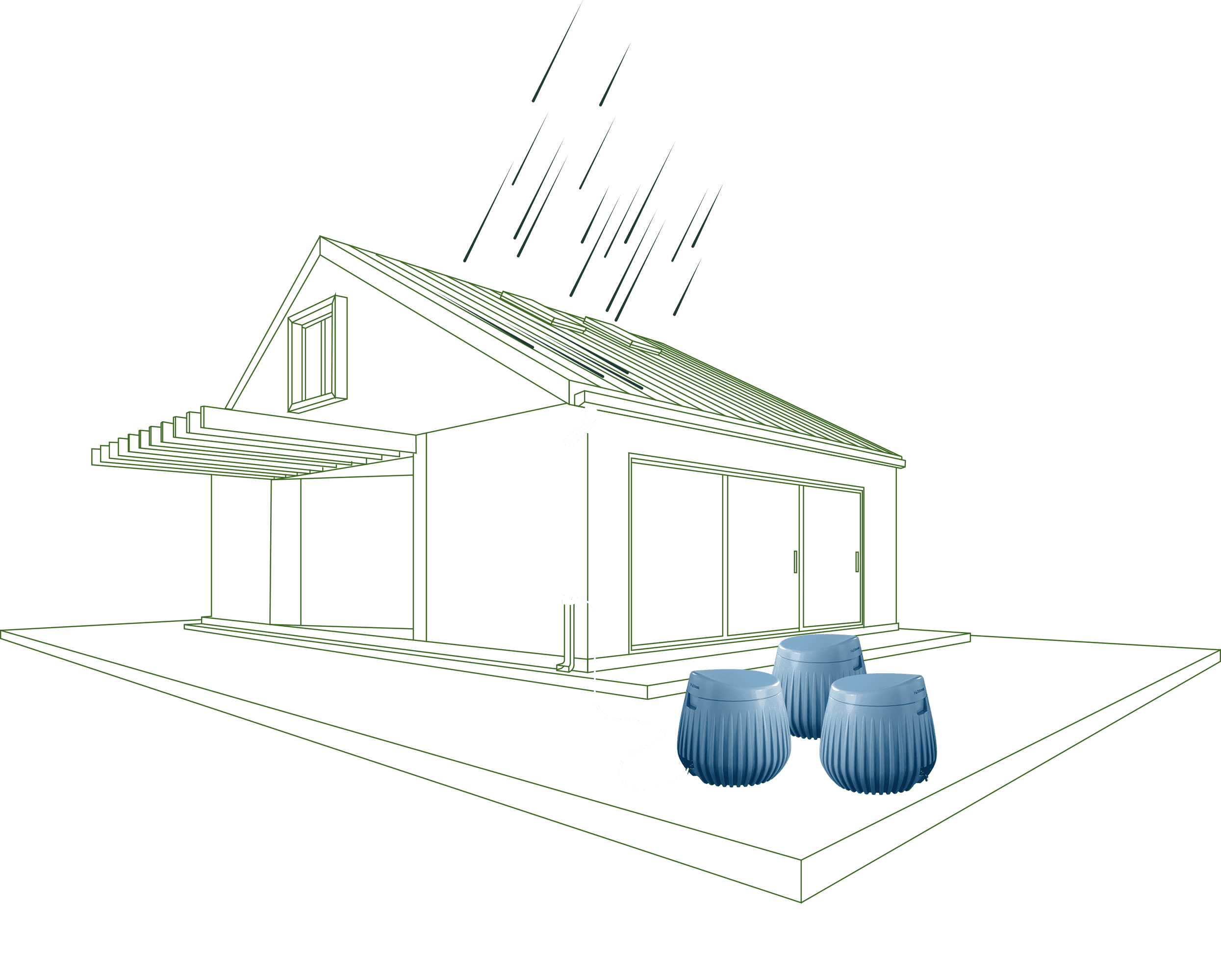 House with Ottomans CAD Drawing